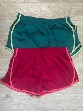 Women's Athletic Running Shorts - fucshia and Green